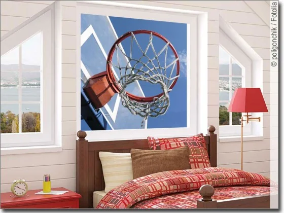 selbstklebender Glasdruck mit Basketballkorb