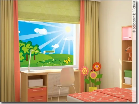Fensterbild mit Sonnenland für Kinder