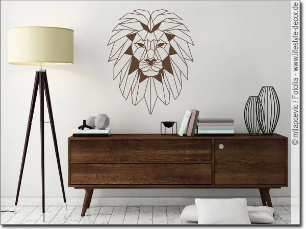Selbstklebende Folie für die Wand mit geometrischem Löwen