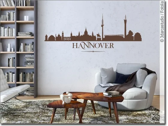 Aufkleber für die Wand mit der Skyline von Hannover