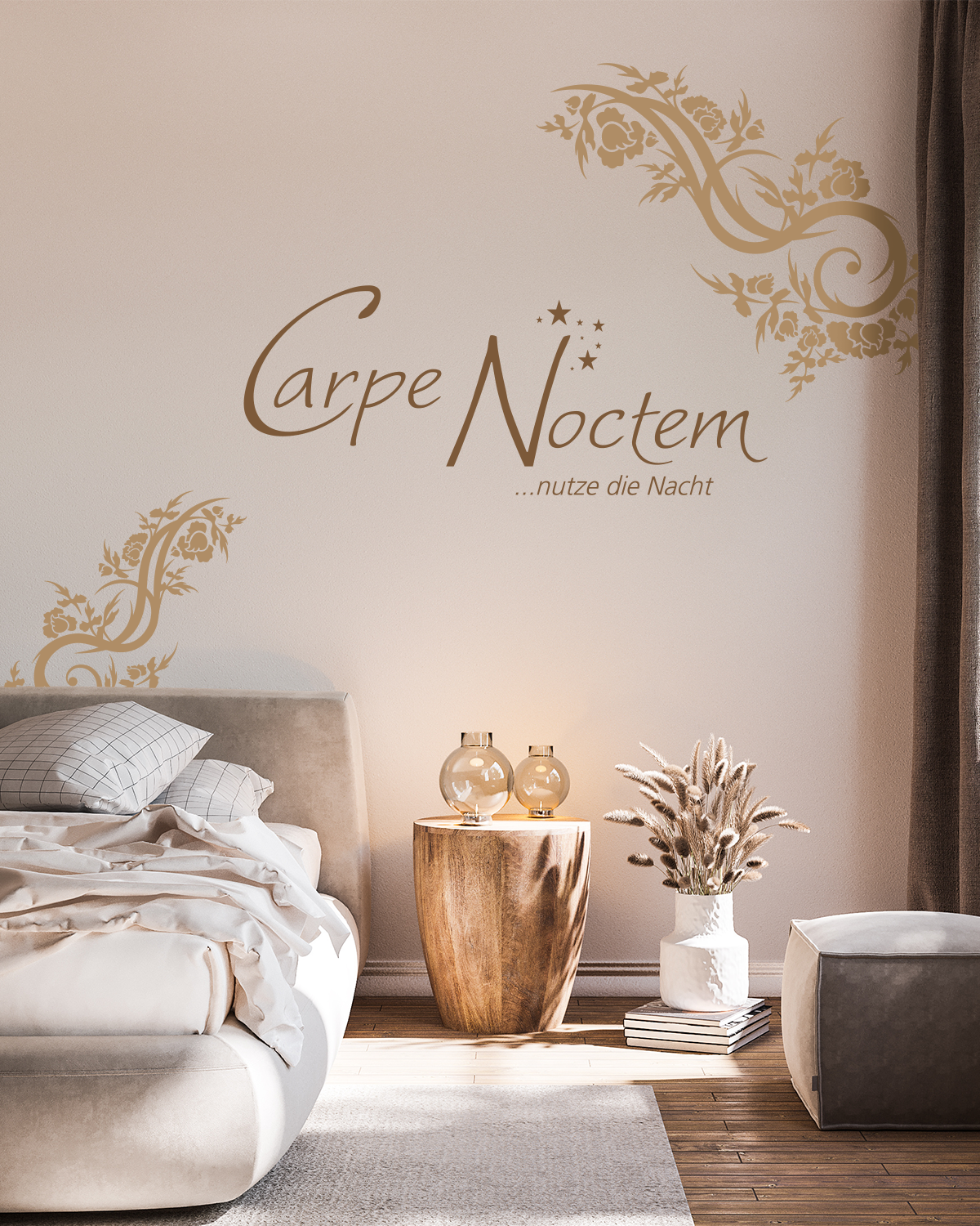 Carpe Noctem und Motiv als Gestaltungsidee für Schlafzimmer