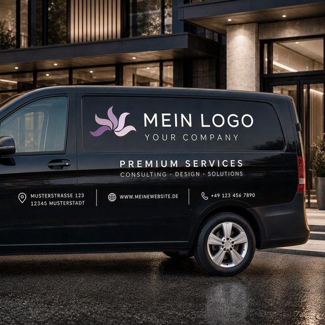 Personalisierte Fahrzeugwerbung und Domainaufkleber