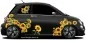 Preview: Aufkleber Sonnenblumen Dekorset auf dunkler PKW Fahrzeugseite