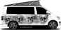 Preview: Autoaufkleber Gothic Schädel auf Van in Wunschfarbe