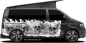 Preview: Autoaufkleber Gothic Schädel auf dunklem Van in Wunschfarbe