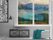 Mobile Preview: transparentes Glasdesign mit Bergsee in den Rocky Mountains