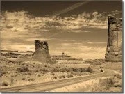 Preview: Klebefolie für Fenster mit Monument Valley in sepia