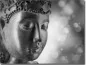Preview: Bedruckte Glasfolie mit Buddha in schwarz-weiß