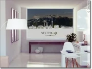 Preview: Milchglasfolie als Sichtschutz mit der Skyline von Stuttgart