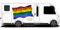 Preview: Aufkleber Regenbogenfahne LGBTQ auf Fahrzeugseite von Wohnmobil