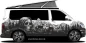 Preview: Autoaufkleber Mystisches Gebirge mit Totenkopf aufhellen Campervan