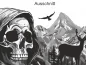 Preview: Autoaufkleber Mystisches Gebirge mit Totenkopf - Ansicht Ausschnitt und Farbauswahl