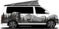 Preview: Autoaufkleber Mystisches Gebirge mit Totenkopf aufhellen Campervan