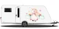 Preview: Autoaufkleber mit niedlichem Einhorn auf Wohnwagen