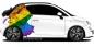 Preview: Autoaufkleber Regenbogenfahne als Silhouette von Deutschland auf Fahrzeugseite von PKW