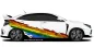 Preview: Autoaufkleber Regenbogenflagge LGBTQ auf Fahrzeugseite von hellem Auto