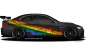 Preview: Autoaufkleber Regenbogenflagge LGBTQ auf Fahrzeugseite von dunklem Auto