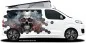 Preview: Autoaufkleber Totenkopf in Flammen auf Van