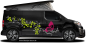 Preview: Buntes Autotattoo Blütenzauber mit Falter auf dunklem Campervan Preview: Buntes Autotattoo Blütenzauber mit Falter auf dunklem Campervan