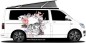 Mobile Preview: Autoaufkleber Totenkopf mit Blumen und Ranken für Camper