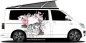 Preview: Autoaufkleber Totenkopf mit Blumen und Ranken für Camper