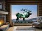 Preview: Fenstersticker Landschaftsmotiv Hirsch