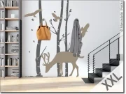 Preview: Bunte Wandtattoo Garderobe mit Tieren im Wald