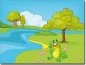 Preview: Glasbild mit jugendlichem Frosch am Teich