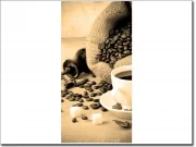 Preview: Selbstklebendes Türtattoo Kaffeetasse und Kaffeebohnen