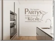 Mobile Preview: Wandspruch Die besten Partys finden in der Küche statt