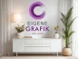 Preview: Wandtattoo Eigene Grafik mehrfarbig auf heller Wand