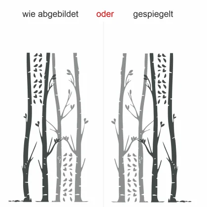 Birken als Wandtattoo mit Garderobenhaken - Ansicht Ausrichtung