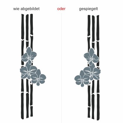 Preview: buntes Wandtattoo mit Bambus und Orchidee - Ansicht Ausrichtung