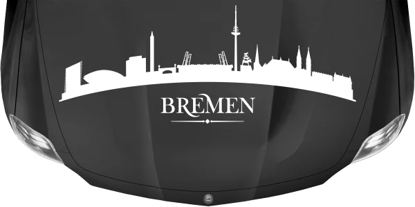Autotattoo mit der Silhouette von Bremen auf dunkler Motorhaube - Ansicht Farbauswahl