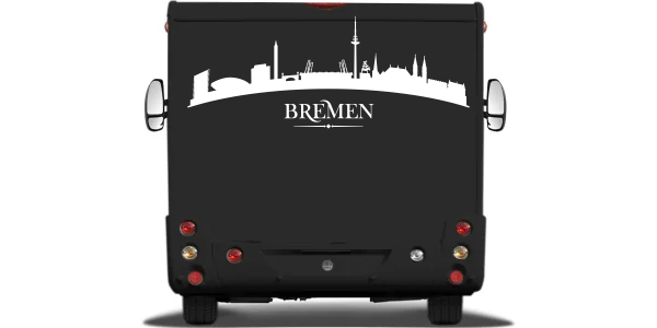 Autotattoo mit der Silhouette von Bremen auf Heck von Wohnmobil oder Wohnwagen - Ansicht Farbauswahl