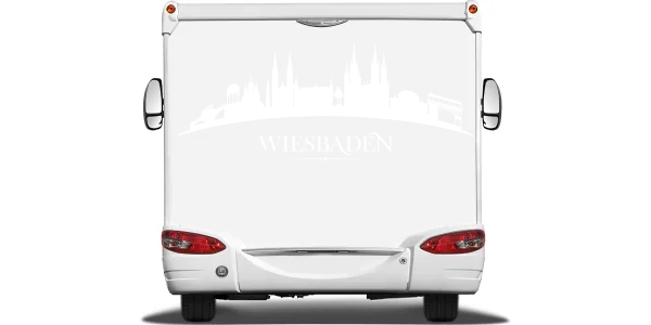 Konturen Wiesbadens als Aufkleber fürs Auto auf Heck von Wohnmobil oder Wohnwagen - Ansicht Farbauswahl