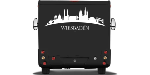 Konturen Wiesbadens als Aufkleber fürs Auto auf Heck von Wohnmobil oder Wohnwagen - Ansicht Farbauswahl