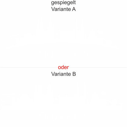 Preview: Konturgeschnittene Milchglasfolie mit Silhouette von Wiesbaden - Ansicht Ausrichtung mit Farbauswahl und Variante