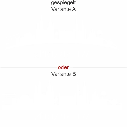 Konturgeschnittene Milchglasfolie mit Silhouette von Wiesbaden - Ansicht Ausrichtung mit Farbauswahl und Variante