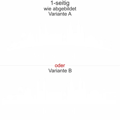 Konturen Wiesbadens als Aufkleber fürs Auto - Ansicht Ausrichtung mit Farbauswahl und Variante