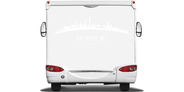 Preview: Konturen Duisburgs als Aufkleber fürs Auto auf Heck von Wohnmobil oder Wohnwagen - Ansicht Farbauswahl