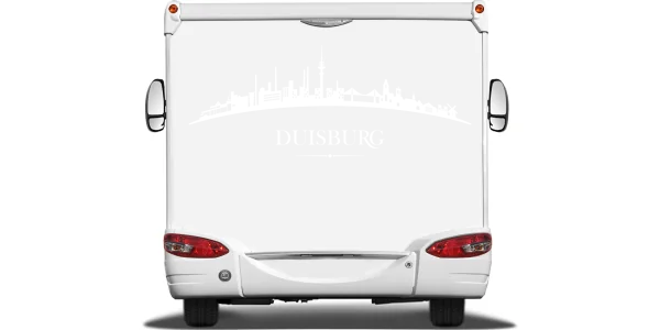 Konturen Duisburgs als Aufkleber fürs Auto auf Heck von Wohnmobil oder Wohnwagen - Ansicht Farbauswahl