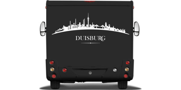 Preview: Konturen Duisburgs als Aufkleber fürs Auto auf Heck von Wohnmobil oder Wohnwagen - Ansicht Farbauswahl