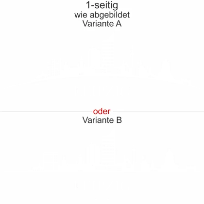 Konturgeschnittene Autofolie mit Leipziger Skyline - Ansicht Ausrichtung mit Farbauswahl und Variante