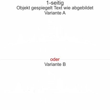 Konturgeschnittene Autofolie mit Leipziger Skyline - Ansicht Ausrichtung mit Farbauswahl und Variante