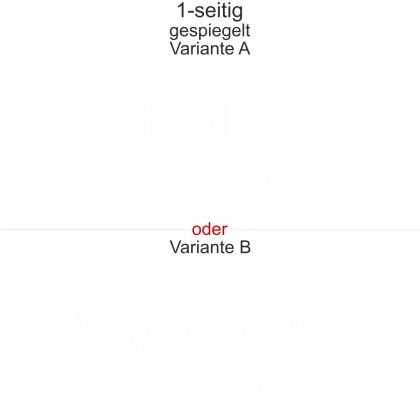 Konturgeschnittene Autofolie mit Leipziger Skyline - Ansicht Ausrichtung mit Farbauswahl und Variante