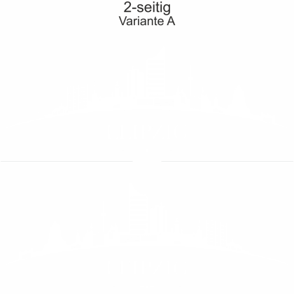 Konturgeschnittene Autofolie mit Leipziger Skyline - Ansicht zweiseitig für beide Fahrzeugseiten und Farbauswahl