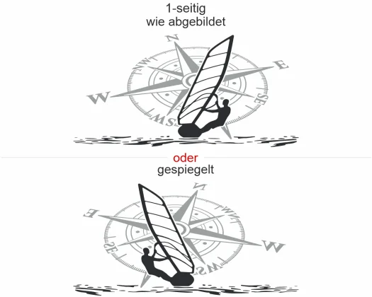 Autoaufkleber Kompass mit Windsurfer