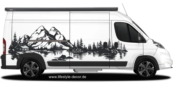 Autoaufkleber Holzhütte am See