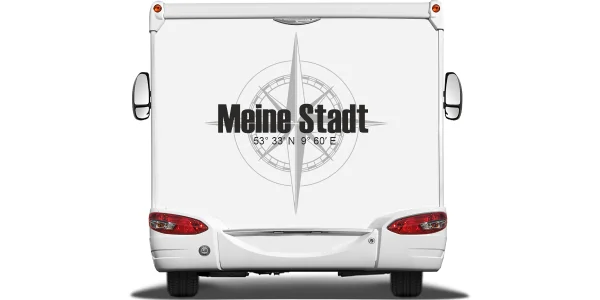 Autoaufkleber Kompass mit Koordinaten und Wunschtext